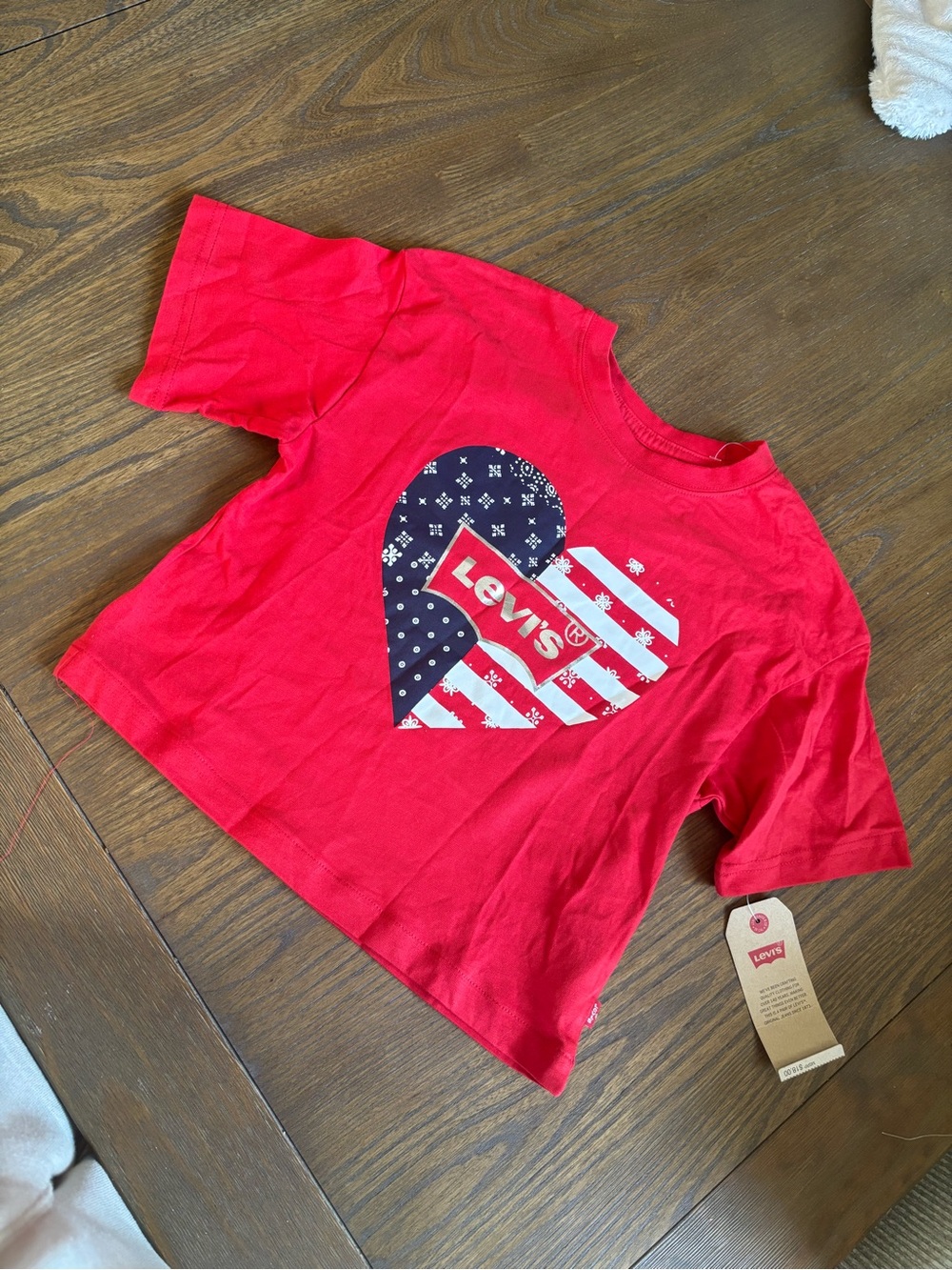 Levi's Red women’s Tee with Navy & White Heart Graphic